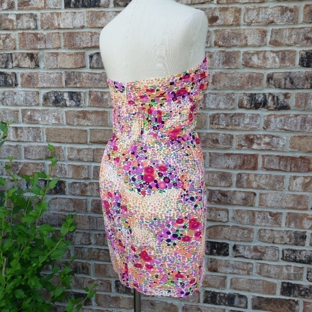 ANTHRO Shoshanna Strapless Pleated Dress Multi 2 - Picture 2 of 6